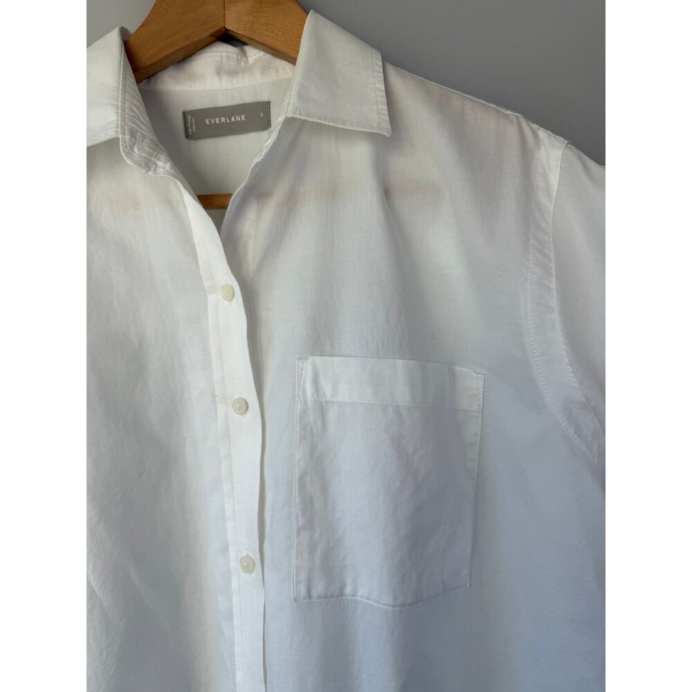 Everlane Size 0 Relaxed Button Up Poplin Shirt White 100% Cotton - Picture 2 of 8